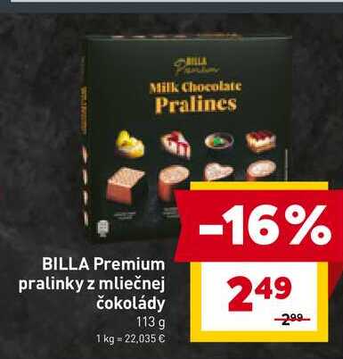 BILLA Premium pralinky z mliečnej čokolády 113 g