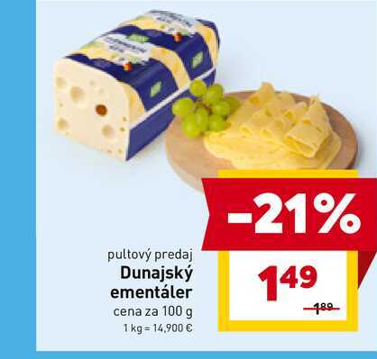 Dunajský ementáler cena za 100 g