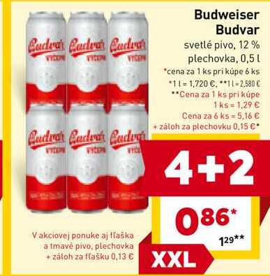 Budweiser Budvar svetlé pivo, 12% plechovka, 0,5 l