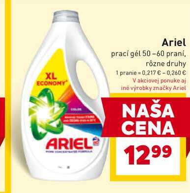 Ariel prací gél 50-60 praní, rôzne druhy