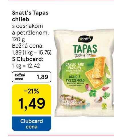 Snatt's Tapas chlieb s cesnakom a petržlenom 120 g 
