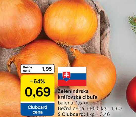 Zeleninárska kráľovská cibul'a balená, 1.5 kg