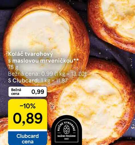 Koláč tvarohový s maslovou mrveničkou 75 g