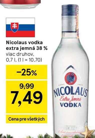 Nicolaus vodka extra jemná 38 % viac druhov 0,7l
