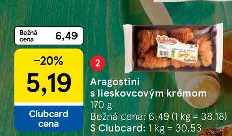 Aragostini s lieskovcovým krémom 170 g