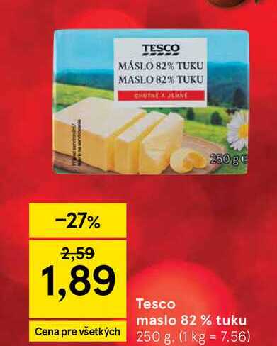Tesco maslo 82% tuku 250 g