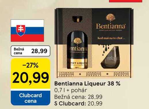 Bentianna Liqueur 38 % 0,7l + pohár