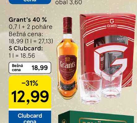 Grant's 40 % 0,7l + 2 poháre 