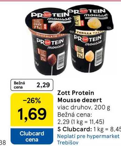 Zott Protein Mousse dezert viac druhov, 200 g 