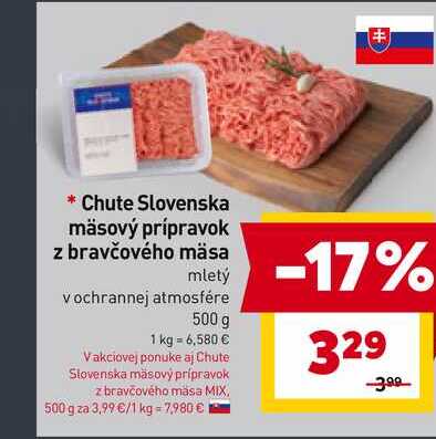 Chute Slovenska mäsový prípravok z bravčového mäsa mletý vochrannej atmosfére 500 g