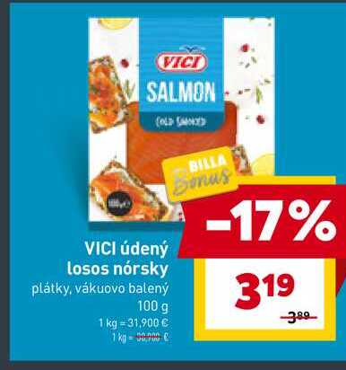 VICI údený losos nórsky plátky, vákuovo balený 100 g