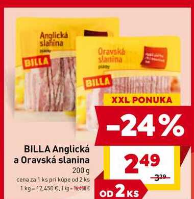 BILLA Anglická a Oravská slanina 200 g