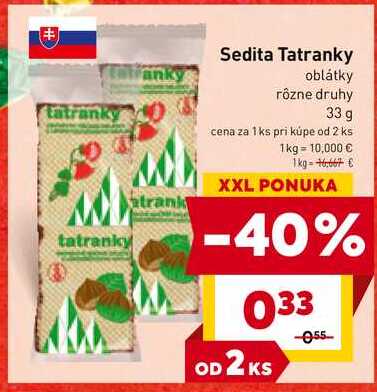 Sedita Tatranky oblátky rôzne druhy 33 g 