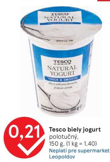 Tesco biely jogurt polotučný, 150 g
