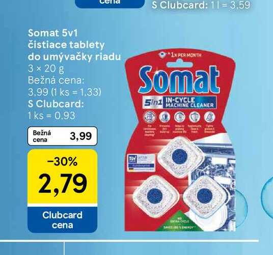 Somat čistiace tablety do umývačky riadu 3 × 20 g 