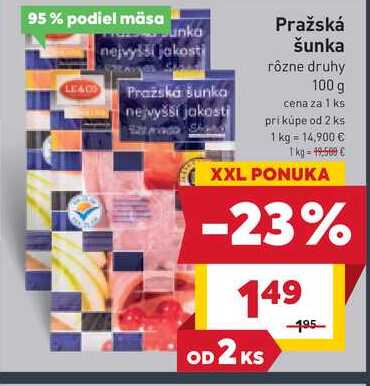 Pražská šunka rôzne druhy 100 g  