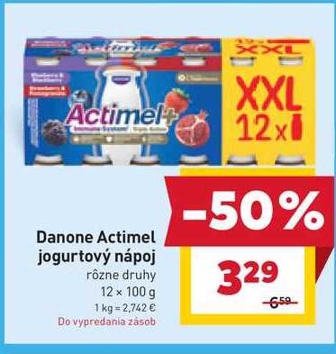 Danone Actimel jogurtový nápoj rôzne druhy 12 x 100g