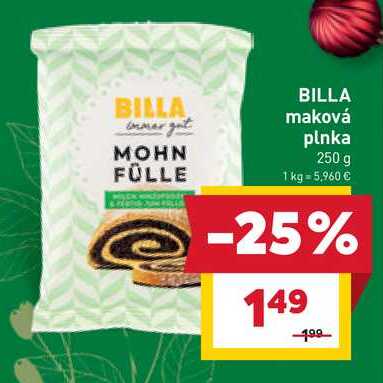 BILLA maková plnka 250 g 