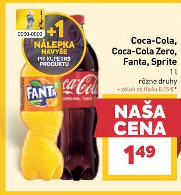 Coca-Cola 1 l, vybrané druhy 1l