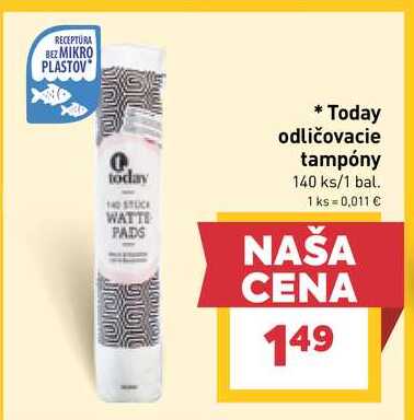 Today odličovacie tampóny 140 ks/1 bal. 