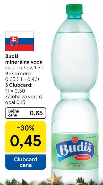 Budiš minerálna voda viac druhov 1.5l