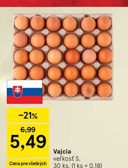 Vajcia veľkosť S, Cena pre všetkých 30 ks