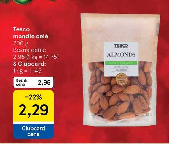 Tesco mandle celé 200 g