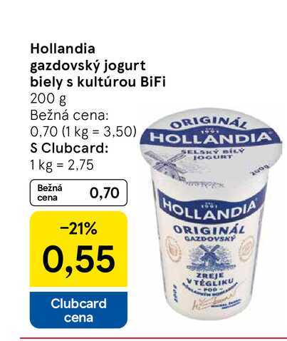 Hollandia gazdovský jogurt biely s kultúrou BiFi 200 g 