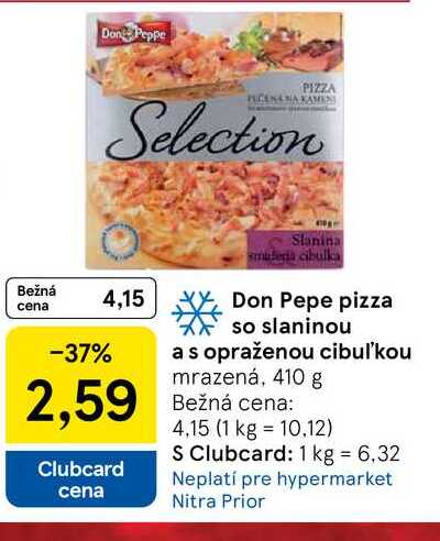 Don Pepe pizza so slaninou a s opraženou cibuľkou mrazená, 410 g