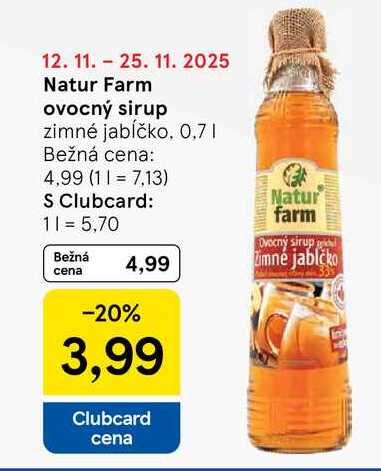 Natur Farm ovocný sirup zimné jabĺčko, 0.7l