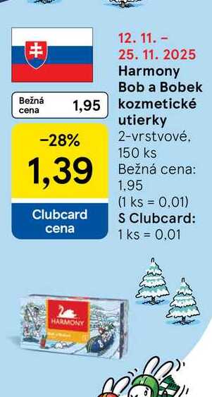 Harmony Bob a Bobek kozmetické utierky 2-vrstvové 150 ks