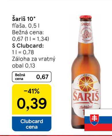 Šariš 10° fľaša, 0,5l