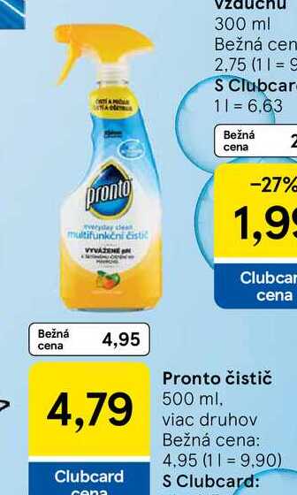 Pronto čistič 500 ml, viac druhov