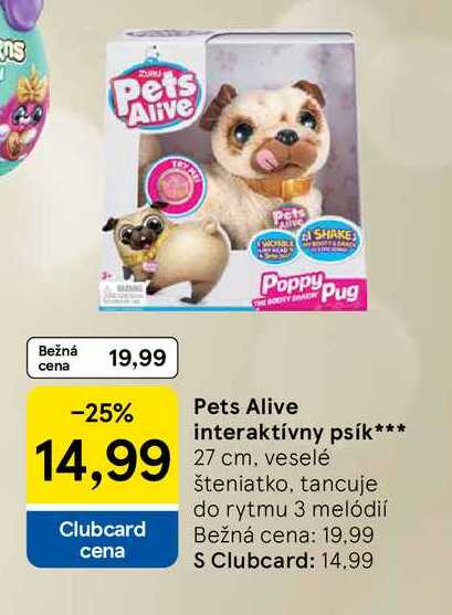 Pets Alive interaktívny psík 27 cm, veselé šteniatko, tancuje do rytmu 3 melódií 