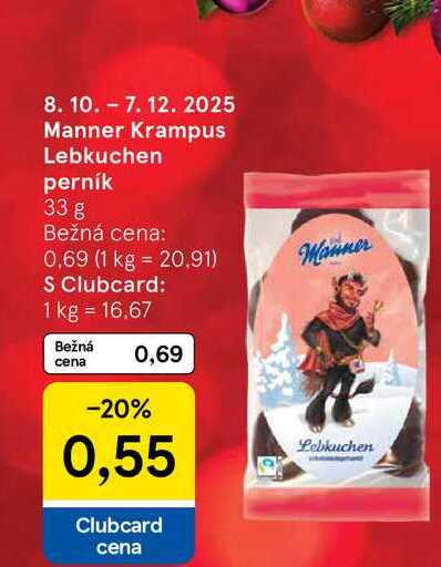Manner Krampus Lebkuchen perník 33 g 