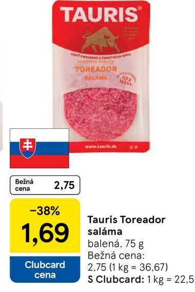 Tauris Toreador saláma balená, 75 g