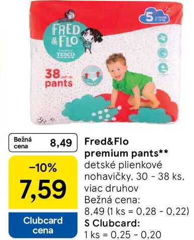 Fred&Flo premium pants detské plienkové nohavičky, 30 - 38 ks