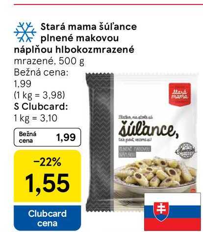 Stará mama šúľance plnené makovou náplňou hlbokozmrazené mrazené, 500 g