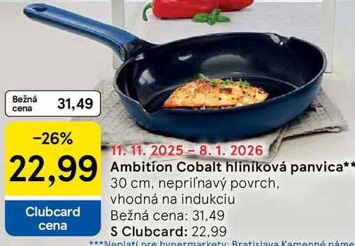 Ambition Cobalt hliníková panvica 30 cm, nepriľnavý povrch, vhodná na indukciu