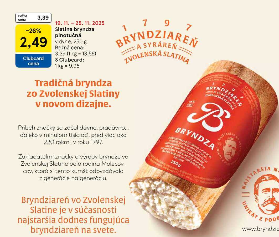 Slatina bryndza plnotučná v dyhe, 250 g 