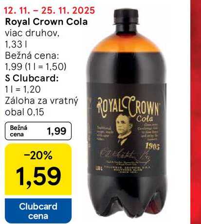 Royal Crown Cola viac druhov, 1,33 l