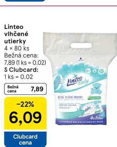Linteo vlhčené utierky 4 x 80 ks