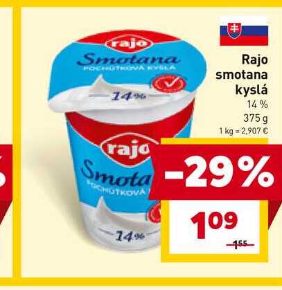 Rajo smotana kyslá 14% 375 g 