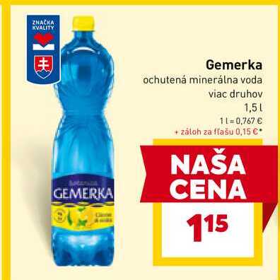 Gemerka Prírodná minerálna voda 1,5l