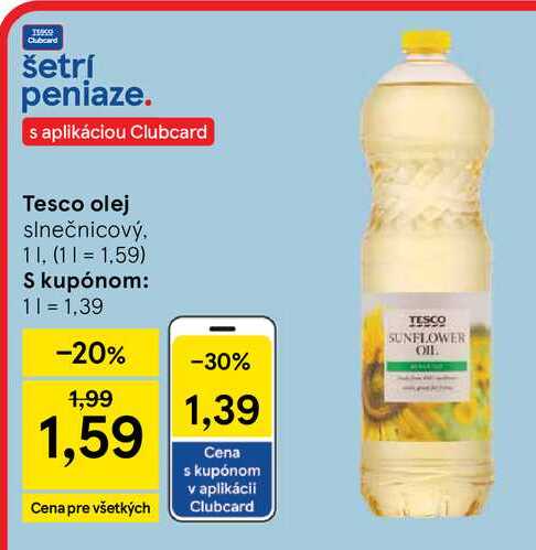 Tesco olej slnečnicový, 1l