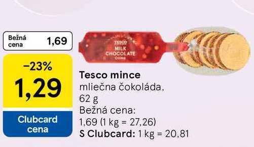 Tesco mince mliečna čokoláda, 62 g