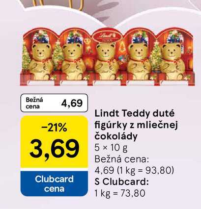 Lindt Teddy duté figúrky z mliečnej čokolády 5x10g