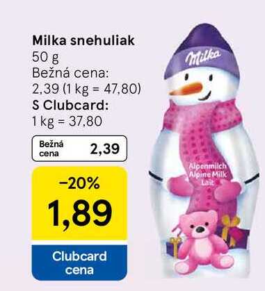 Milka snehuliak 50 g 