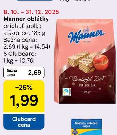 Manner oblátky príchuť jablka a škorice, 185 g