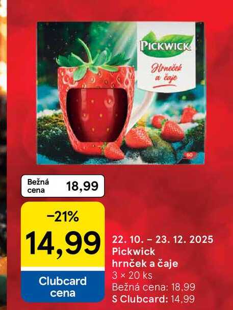 Pickwick hrnček a čaje 3 x 20 ks